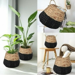 Canasto de Rattan - Natural/Negro - comprar online