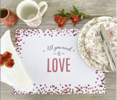 Individual de papel Rectangular x 20 unidades ALL YOU NEED IS LOVE