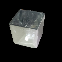 Portavela - Maceta - Cubo Cristal Metalizado PLATA - CHICO - comprar online