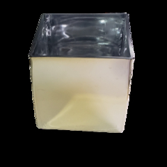 Portavela - Maceta - Cubo Cristal Metalizado ORO - GRANDE - comprar online