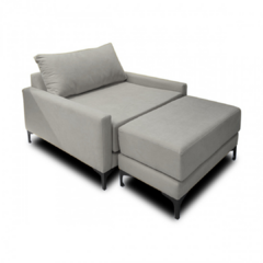 Sillón Herita - Individual + Banqueta - Touch Onyx - Gris - Pata metálica Negra - Gpo 2