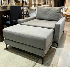 Sillón Herita - Individual + Banqueta - Touch Onyx - Gris - Pata metálica Negra - Gpo 2 - comprar online