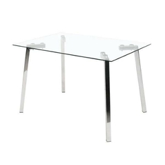 Mesa CLEAR CHROME - Pata Cromo - Tapa Vidrio Transparente - 1.60 x 0.90 m