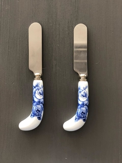 Cuchillo Untador - Mango de porcelana blanca con detalle Flor Azul