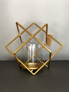 Fanal De Metal Dorado - Cubo - Con Vidrio - comprar online