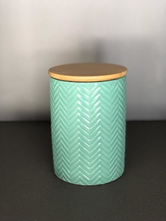 Tarro De Cerámica Aqua Con Tapa De Madera - Zig Zag - comprar online