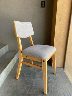 Silla Osaka - Lustre ROBLE - Tapizado Pana Gris claro - comprar online