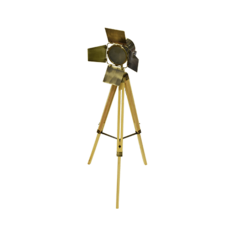 Lámpara tripode tipo cine - patas de naturales y cabezal de bronce