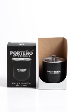 Mate Porteño C/ Bombilla Acero Negro