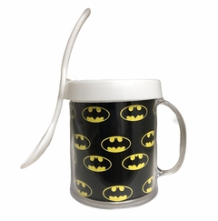 Taza De Plástico C/ Cucharita Batman Logos Pequeños