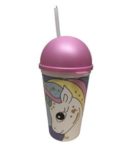 Vaso 16oz C/ Tapa Domo Unicornio