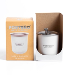 Mate Porteño C/ Bombilla Acero Blanco