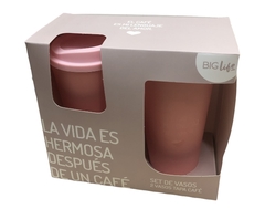 Set 2 Vasos Cafe C/ Tapa C/ Estuche Femenino