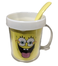 Taza De Plástico C/ Cucharita Bob Esponja Lengua