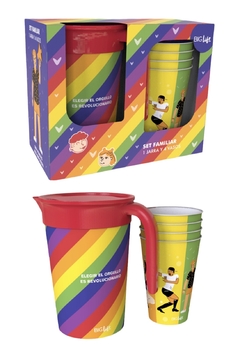 Set Familiar Jarra + 4 Vasos LGBT