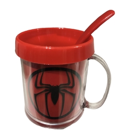 Taza De Plástico C/ Cucharita Spiderman Logo