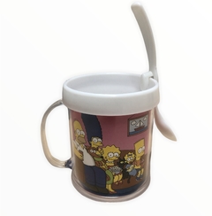 Taza De Plástico C/ Cucharita Simpsons Familia Sillón