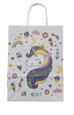 Bolsa Papel C/ Manija Fantasía 18x8x20 cm Unicornio