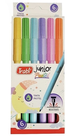 Marcadores Trabi Junior Pastel x 6 Cajita