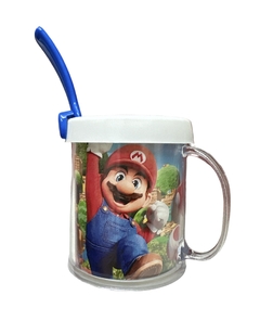 Taza De Plástico C/ Cucharita Súper Mario Bros La Película