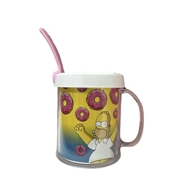 Taza de Plástico C/ Cucharita Homero Lluvia de Donuts