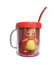 Taza De Plástico C/ Cucharita Charmander