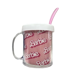 Taza De Plástico C/ Cucharita Barbie Rosa Muchos