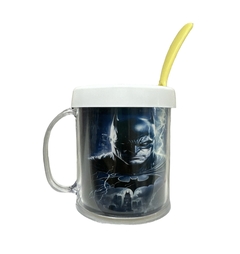 Taza de Plástico C/ Cucharita Batman Azulado