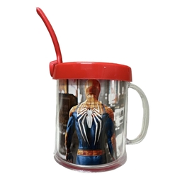 Taza De Plástico C/ Cucharita Spiderman Espalda