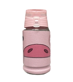 Mini Botella Deportiva Eco Cuero Chancho Pato Cara