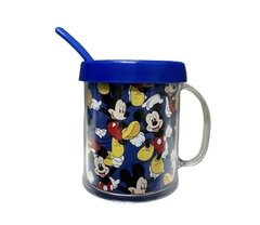 Taza de Plástico C/ Cucharita Mickey Fondo Azul