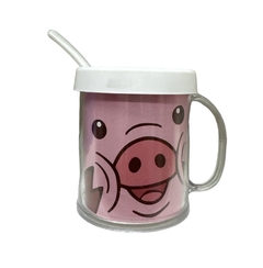 Taza de Plástico C/ Cucharita Chancho Pato