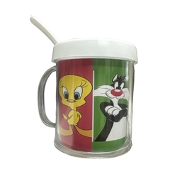 Taza De Plástico C/ Cucharita Looney Tunes Personajes