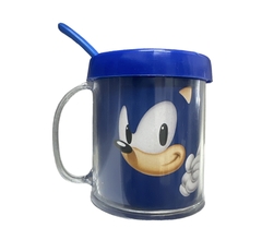 Taza De Plástico C/ Cucharita Sonic Cara