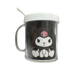 Taza de Plástico C/ Cucharita Kuromi Negro