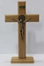 Cruz Madeira com Cristo em metal para mesa ou parede - 25cm