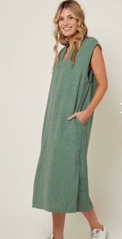 VESTIDO LINO ESCOTE V - comprar online