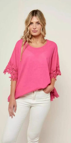 MAXI BLUSA LINO CON GUIPIUR IMPORTADO - tienda online