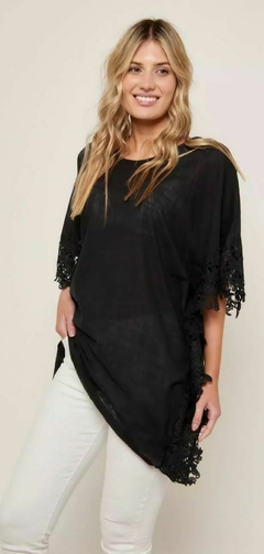 MAXI BLUSA LINO CON GUIPIUR IMPORTADO - VOKU