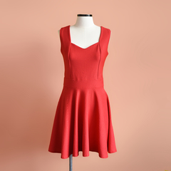 Vestido vermelho decote coração|EMMANUEL - loja online