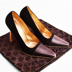 Sapato scarpin preto e dourado - comprar online