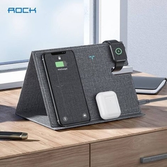 ROCK - Carregador Wireless Dobrável 3 em 1 de 10W- cinza