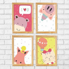 Kit 4 Placas Animais I Love You - comprar online