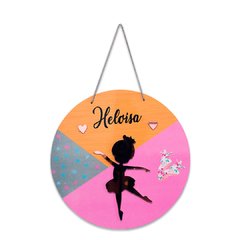 Placa Relevo Bailarina Nome Personalizado C/ Corda 30 cm