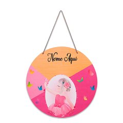 Placa Bailarina Nome Personalizado C/ Corda 30 cm