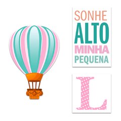 Kit 3 Placas Balão Rosa (PERSONALIZADO) - Art Print Kids