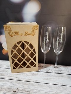 Caja tramada con 2 copas de champagne de cristal - comprar online
