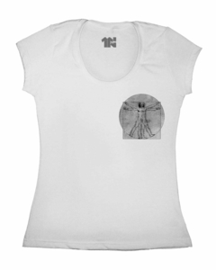 Camiseta Feminina Vitruviano de Bolso na internet