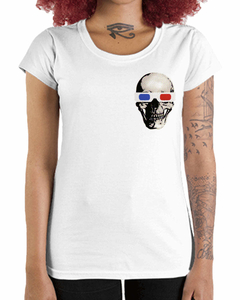 Camiseta Feminina Caveira 3D de Bolso