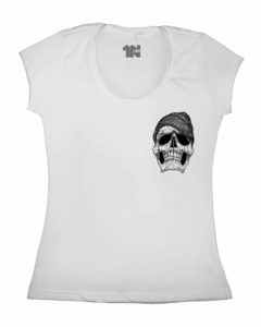 Camiseta Feminina Caveira De Touca de Bolso na internet